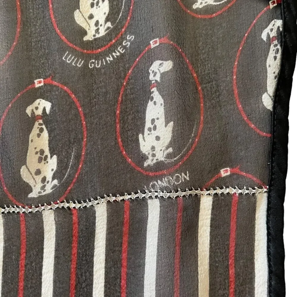 Lulu Guinness Dalmatian Dog Striped Silk Chiffon Triangle Diamond Scarf